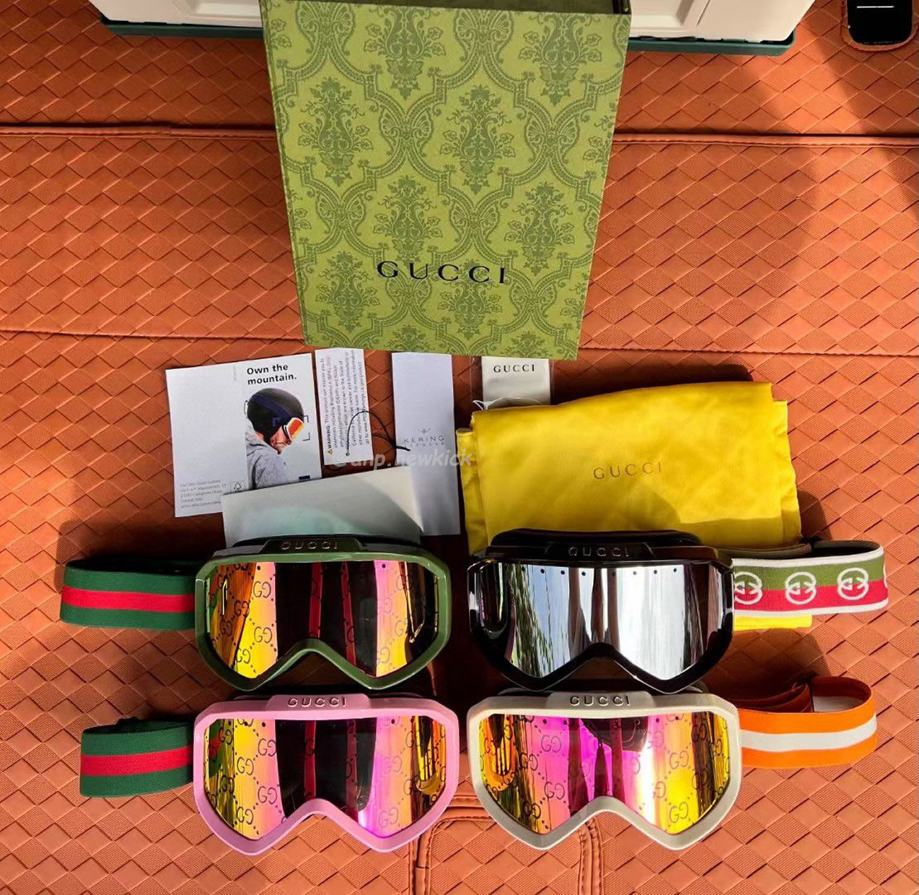 Gucci Ski Goggle Black Pink Olive Green White (4) - newkick.app